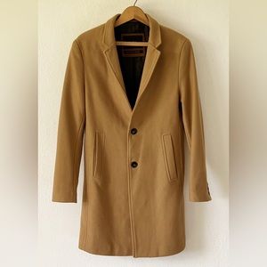 Men's Zara Camel Tan Long Wool Blend Comfort Coat
